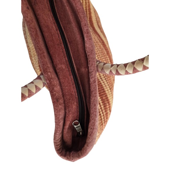 Vintage Sidal Woven Straw Tote Bag with Round Wrapped Handles Boho Purse Zip Top - Picture 7 of 8